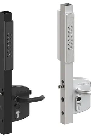 Merkproduct Locinox Volta opbouw poortslot met extern codeklavier op batterijen