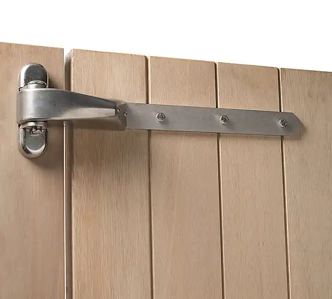 Locinox Vandalismebestendig 4D-scharnier voor houten poorten in RVS Merkproduct