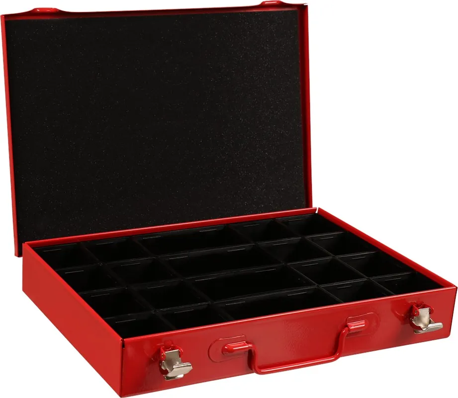 Aanbieding assortimentskoffer metaal rood kelfort