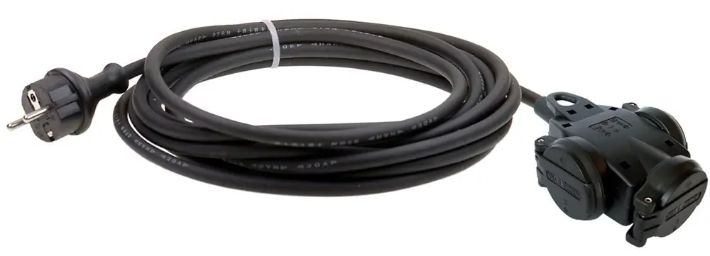 Seizoensaanbieding verdeelblok rubber 3-voudig met kabel